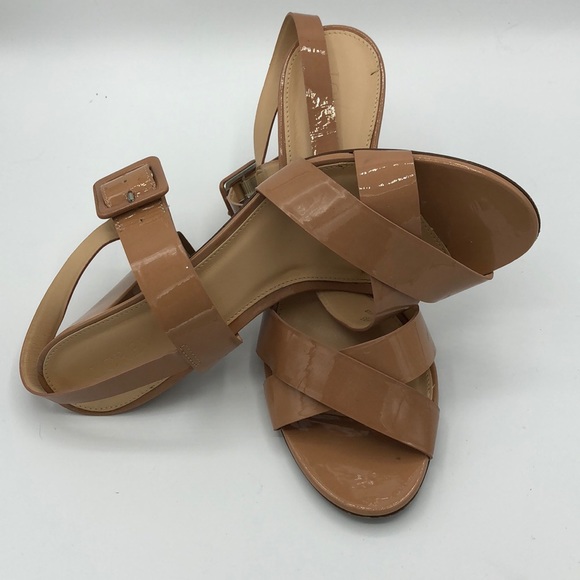 J. Crew Shoes - J. Crew Sydney Sandals in Tan Patent Leather sz 9